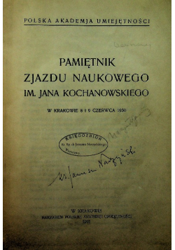 Pamiętnik Zjazdu Naukowego im Kochanowskiego 1931 r.