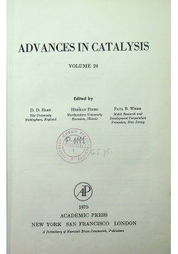 Advances in catalysis vol 24