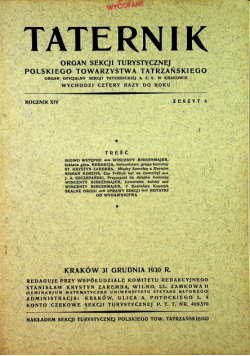 Taternik rocznik XIV zeszyt 4 1930r.