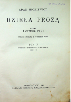 Mickiewicz Dzieła prozą tom IV i V1933r