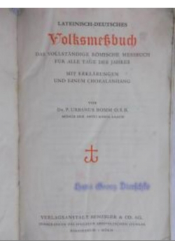 Boom Urbanus - Lateinisch-Deutsches Volksmessbuch, 1940 r.