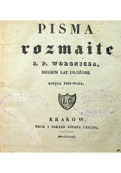 Pisma rozmaite Księga 1 do 3 1832 r.