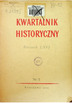 Kwartalnik historyczny rocznik LXVI nr 2