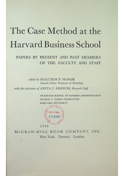 The case Method at the Harvard Business School
