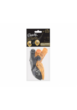 Balony Liczba 18 Urodziny 30cm czarne, złote 5szt