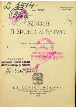 Szkoła a społeczeństwo 1924 r.