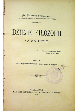 Dzieje Filozofii W Zarysie 1894 r.