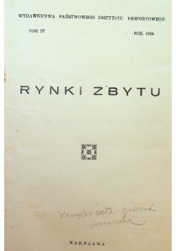 Rynki zbytu Tom 4 1929 r.