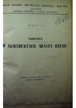 Frontinus o akweduktach miasta Rzymu