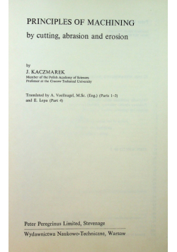 Principles of machining