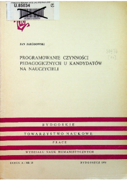 Programowanie czynności pedagogicznych u kandydatów na nauczycieli