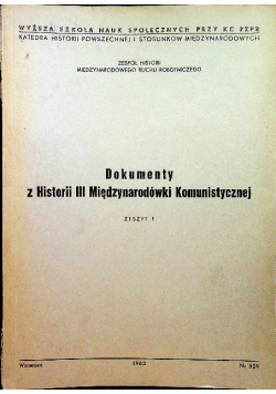 Dokumenty z Historii III Międzynarodówki Komunistycznej