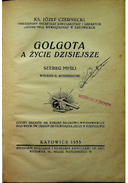 Golgota a życie dzisiejsze 1933 r.