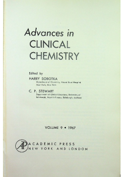 Advances in Clinical Chemistry Volume 9