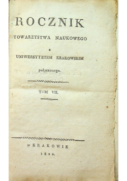 Rocznik Towarzystwa Naukowego tom VII 1822 r.