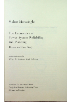 The economics of power system reliability planning munasinghe