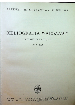 Bibliografia warszawy 1919 - 1928