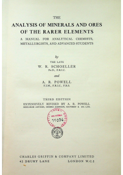 The analysis of minerals and ores  of the rarer elements