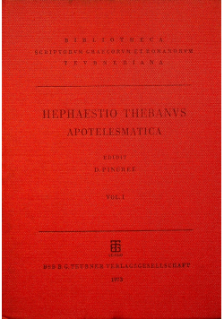 Hephaestionis thebani apotelesmaticorvm libri tres vol I