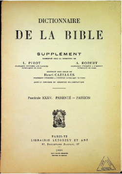 Dictionnaire de la Bible supplement XXXV