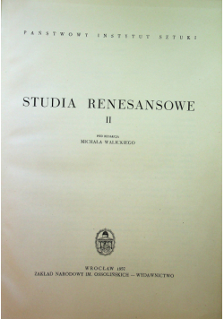 Studia Renesansowe tom II