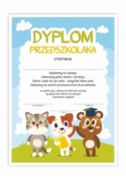 Dyplom A4 przedszkolaka - Zwierzaczki 10szt