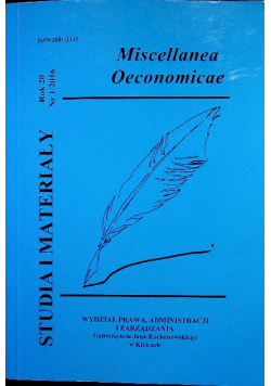 Miscellanea oeconomicae Numer 1