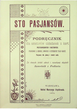 Sto pasjansów reprint z 1899 r.