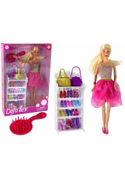 Lalka Lucy sukienka różowa brokatowa+ buty