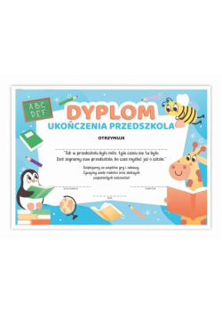Dyplom A4 ukończenia przedszkola - Żyrafa 10szt