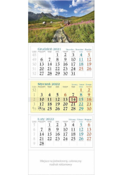 Kalendarz 2022 trójdzielny KT 01 Tatry