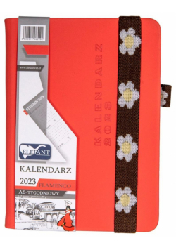 Kalendarz 2023 A6 tyg. Flamenco pomarańcz. ELEFANT