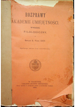 Rozprawy akademii umiejętności tom XXV 1905 r