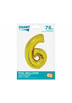 Balon foliowy cyfra 6 złota Smart 76cm
