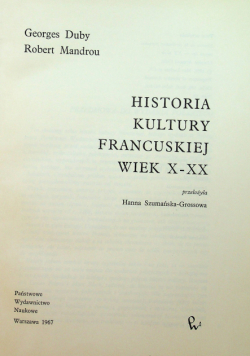 Historia kultury francuskiej wiek X XX