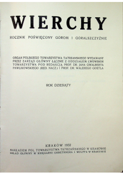 Wierchy Rocznik Dziesiąty 1932 r.
