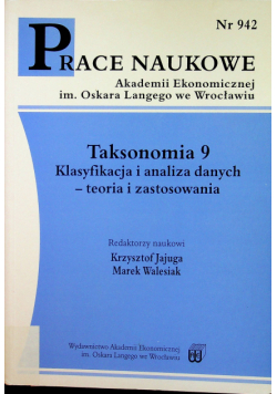 Taksonomia 9 Klasyfikacja i analiza danych  teoria i zastosowania