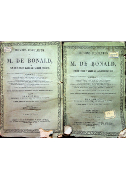 Oeuvres completes de M De Bonald 2 tomy 1859r