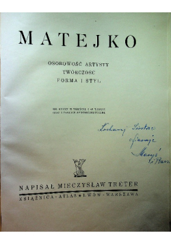 Matejko Osobowość artysty twórczość forma i styl 1939 r.