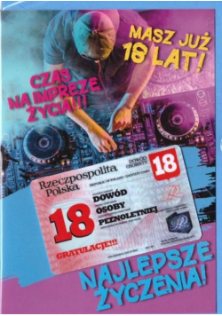 Karnet Urodziny Osiemnastka Gift-M-124