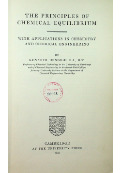 The Principles of Chemical Equilibrium