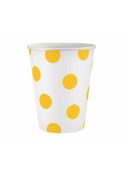 Kubeczki papierowy Groszki żółte 250ml 6szt.