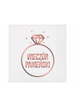 Serwetki Wieczór Panieński białe 33x33cm 20szt.