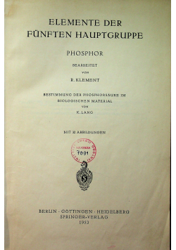 Elemente der funften hauptgruppe Phosphor