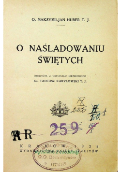 O naśladowaniu świętych 1928 r.