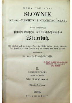 Nowy dokładny Słownik polsko niemiecki i niemiecko polski II około 1872 r.