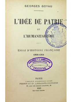 L idee die de patrie et L Humanitarisme 1903 r.