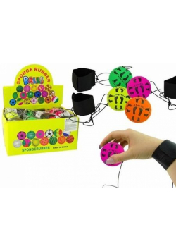 Piłka na gumce 6 cm stópki 4 kolory MIX