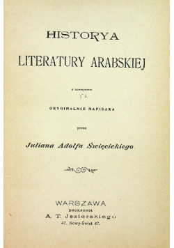 Historya Literatury Arabskiej 1901 r.