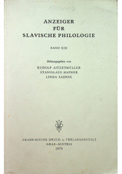Anzeiger fur Slavische  Philologie band X/XI